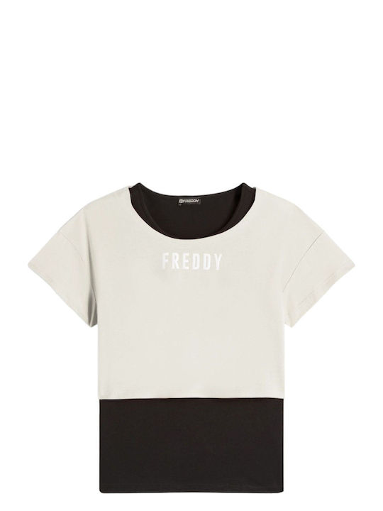 Freddy Damen Crop Top Kurzarm Ecru