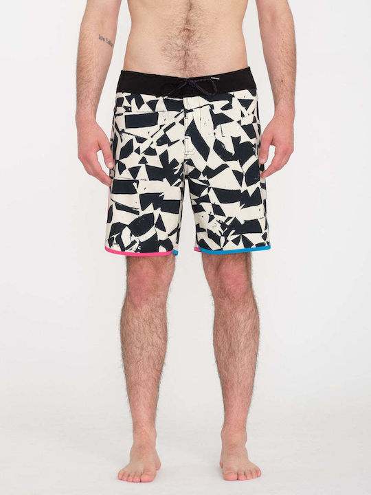 Lido Men's Swimwear Bermuda Black White with Patterns