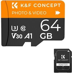 K&F Concept microSDXC 64GB Clasa 10 U3 V30 A1 cu adaptor