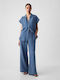 High Waist Women's Jean Trousers Blue Denim Wash