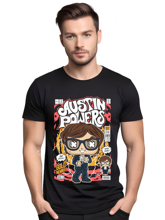 Pop Culture Austin Powers Θεματική Μπλούζα με Στάμπα Μαύρη