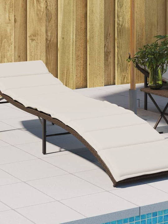 Ξαπλώστρα Rattan με Μαξιλάρι Καφέ 199x55x50εκ.