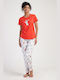 Vienetta Secret Summer Cotton Women's Pyjama Pants Red 311242