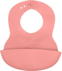 Babyono Waterproof Bib Silicone with Button & Pocket Pink for 6 m+