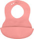 Babyono Soft Adjustable Lock Αδιάβροχη Σαλιάρα Σιλικόνης με Κουμπί & Τσέπη Ροζ για 6 m+
