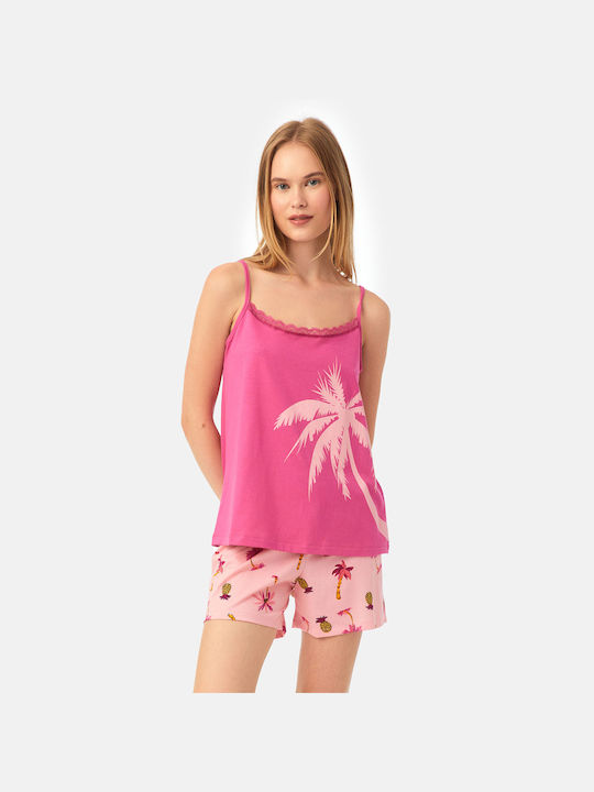 Minerva Sommer Damen Pyjama-Set Baumwolle Fuchs