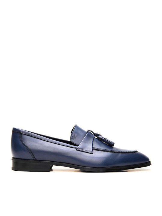 Boss Shoes Δερμάτινα Ανδρικά Loafers σε Μπλε Χρώμα