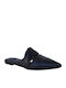 Flat Δερμάτινα Mules σε Μαύρο Χρώμα