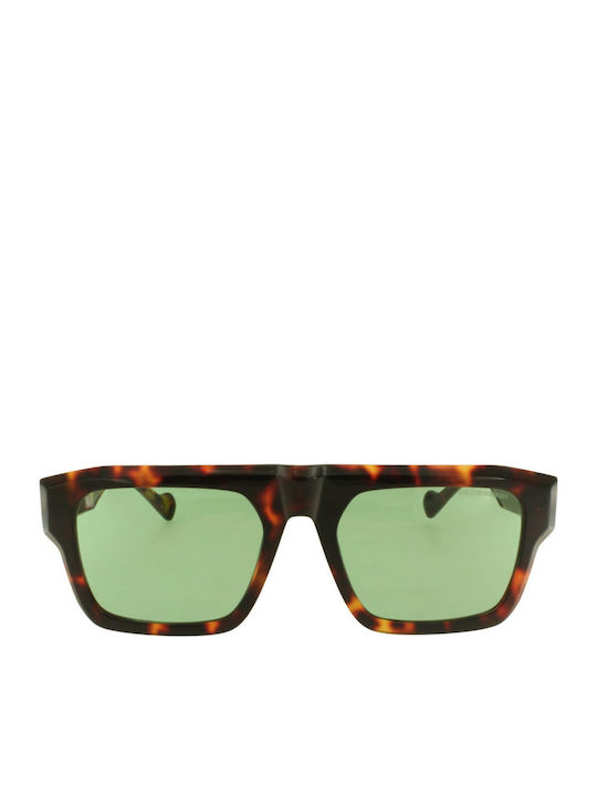 Kreuzbergkinder Unisex Sunglasses with Brown Tartaruga Plastic Frame and Green Lens BOULEVARDIER C2