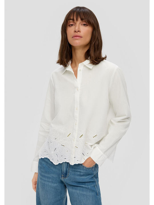 S.Oliver Women's Long Sleeve Shirt White