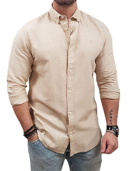 Jack & Jones Men's Shirt Long Sleeve Linen Fields Of Rye