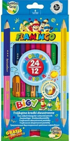 Double-sided Pencil Crayons Triangular Thick 12/24 Flamingo