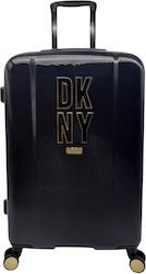DKNY Μεγάλη Βαλίτσα Ταξιδιού Μαύρο με 4 Ρόδες