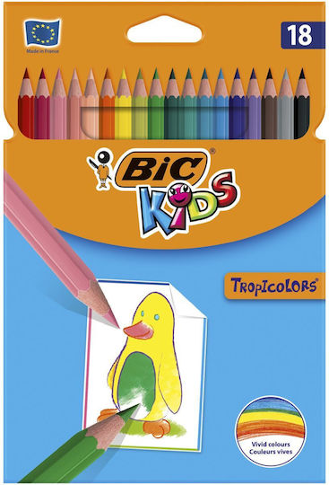 Bic Tropicolor Unbreakable Pencil Crayons 18 Colors