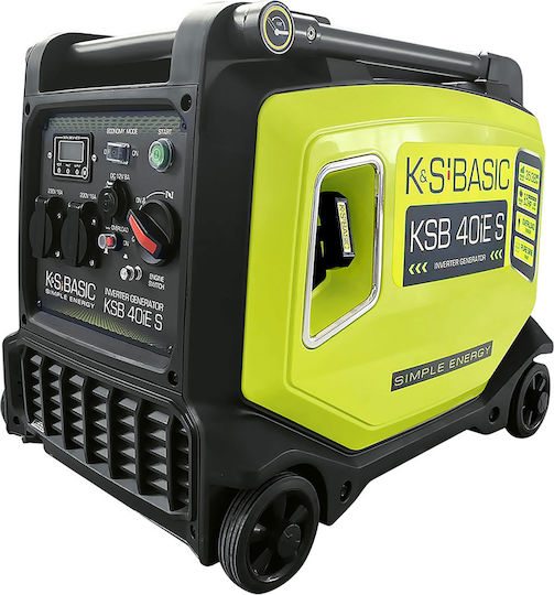 Könner & Söhnen Silent Generator Inverter Gasoline Four-stroke with Handle, Wheels, and Maximum Power 3.8kVA