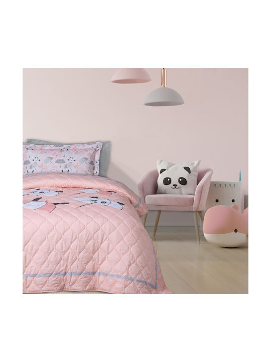 Das Home Kinder Steppdecke Einzeln Grey, White, Pink 160x220cm