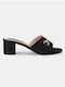 Bozikis Leder Mules mit Chunky Absatz in Schwarz Farbe