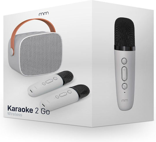 Mikamax Ηχείο Karaoke με Ασύρματα Μικρόφωνα και Εφέ Φωτισμού Karaoke 2 GO 05124 Λευκό