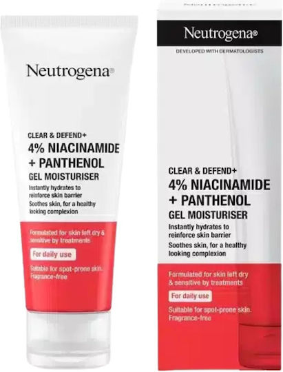 Neutrogena Clear & Defend+ Ενυδατικό Gel Προσώπου Ημέρας κατά των Ατελειών & της Ακμής με Νιασιναμίδη & Πανθενόλη 50ml
