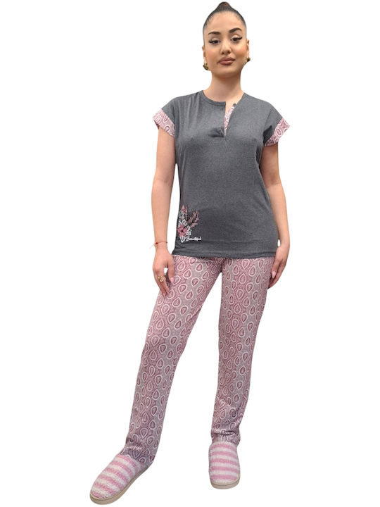Remix Sommer Damen Pyjama-Set Grey/Pink