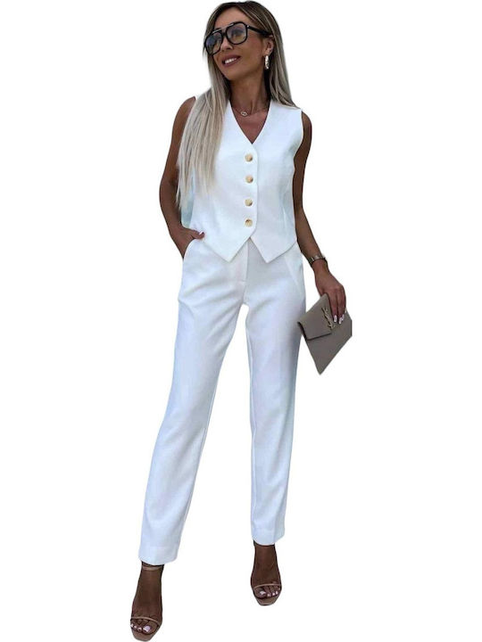 Woman's Fashion Women's White Set with Trousers