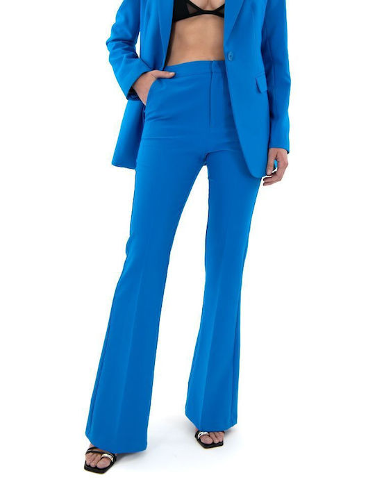 Twenty 29 Women's High-waisted Fabric Trousers in Bootcut Fit Blue