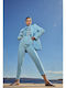 Desiree Women's High-waisted Fabric Trousers Light Blue