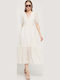 Maxi Shirt Dress Dress with Ruffle Ecru