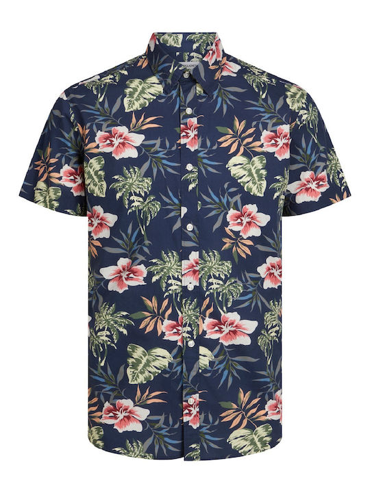 Jack Jones Kurzärmlig Baumwolle Hemd Blumen Dark Navy 12248577