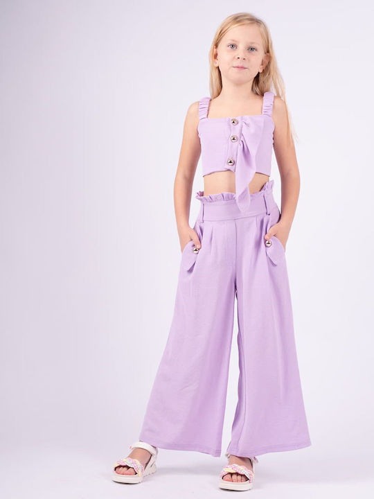 Εβίτα Kids Set with Pants Summer 2pcs Purple