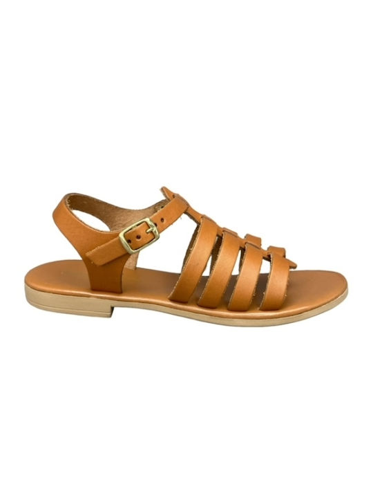 Smart Steps Leder Damen Flache Sandalen in Tabac Braun Farbe