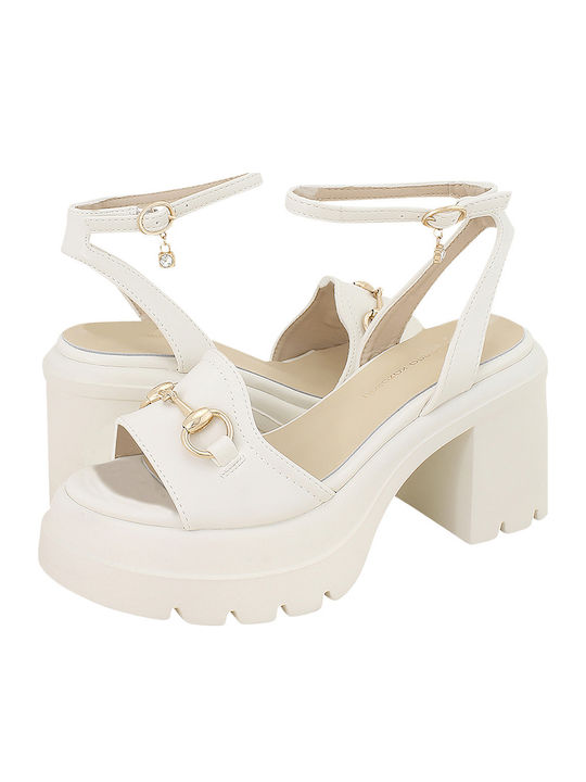 Gianna Kazakou Sadel Leather Sandals Beige