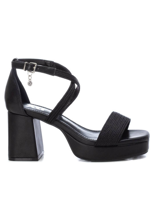 Xti Women's Sandals Black with Chunky High Heel