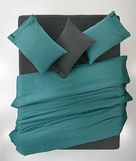 Guy Laroche Bettlaken Semi-Doppel mit Gummiband 120x200+35cm. Minimal Petrol