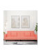 Doppelsitzer Sofa Bett Samt Rosa mit Dekokissen 220x84,5x69cm