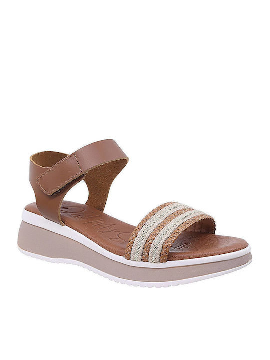 Women's Leather Ankle Strap Platforms Tabac Brown