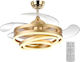Powertech Ventilator De Tavan 106cm Cu Lentile De Mărire Transparent / Auriu
