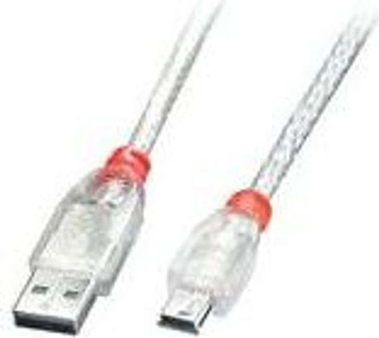 Lindy 2m USB 2.0 Cable A-Male to mini B-Male Transparent (41783)