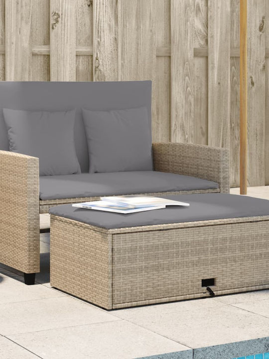 Two-Seater Sofa Outdoor Rattan with Pillows