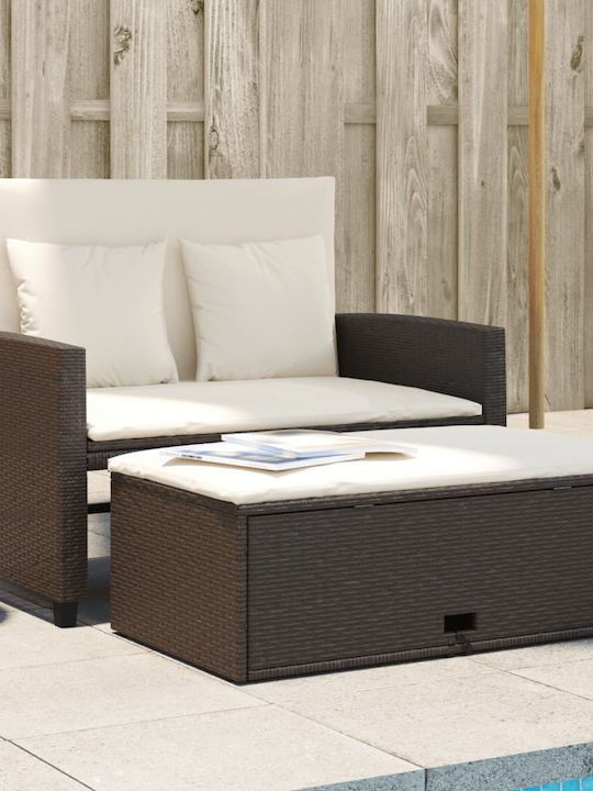 Two-Seater Sofa Outdoor Rattan with Pillows