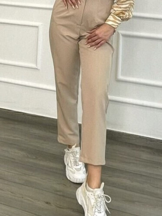 Voice Women's Fabric Trousers Beige