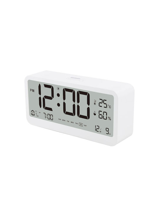 Desk Clock Επιτραπέζιο Ψηφιακό Ρολόι Λευκό 600625