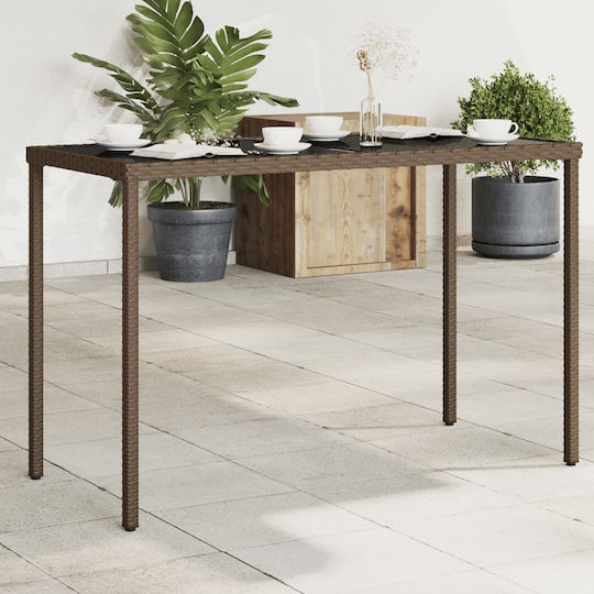 Masa pentru spații exterioare Rattan cu suprafață din sticlă CAFE 115x54x74buc