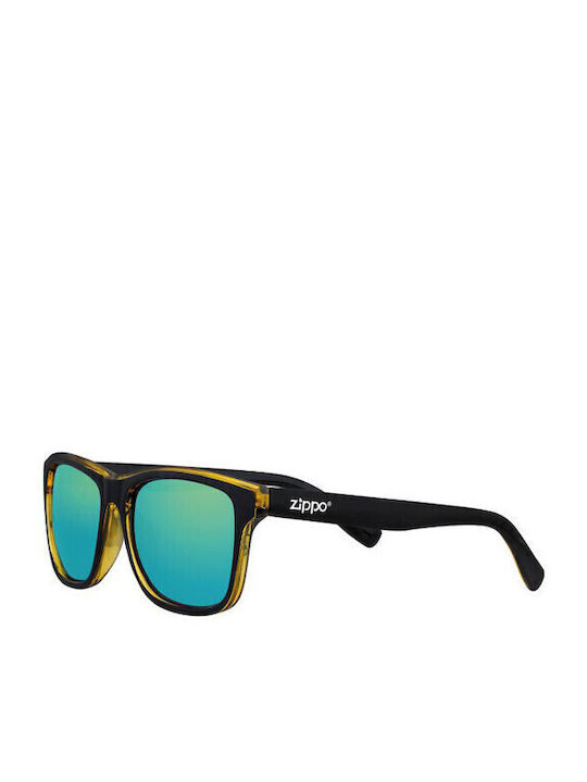 Zippo Unisex Sunglasses with Black Plastic Frame and Green Lens OB201-01