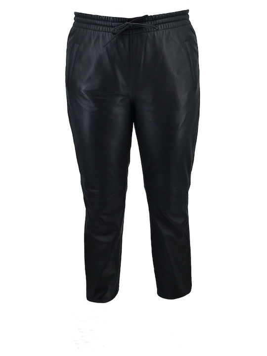Dermatina 100 Women's Leather Trousers with Elastic Black