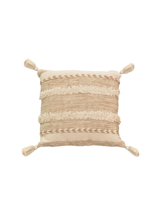 Inart Sofa Cushion Rozi 100% Cotton Beige 45x45cm