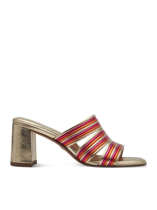 Mules with Chunky Heel in Gold Color