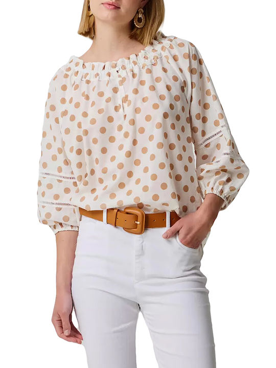 Bill Cost Women's Blouse Polka Dot Beige