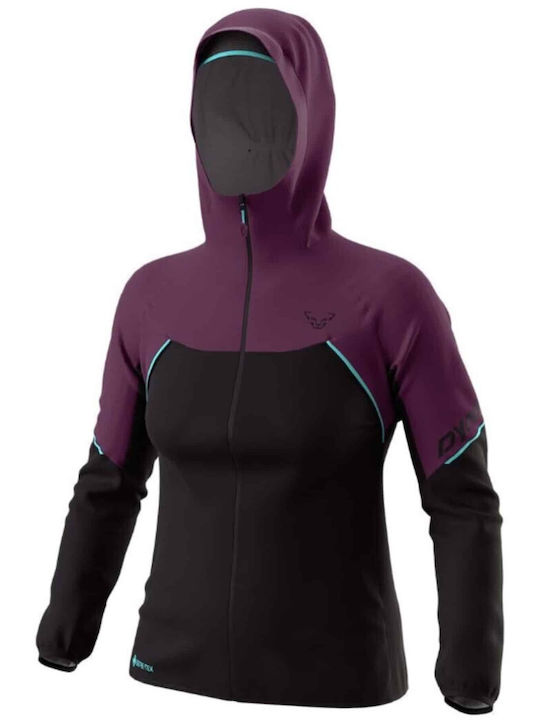 Dynafit Women's Running Long Lifestyle Hardshell Jacket Waterproof and Windproof for Winter with Hood Royal Purple