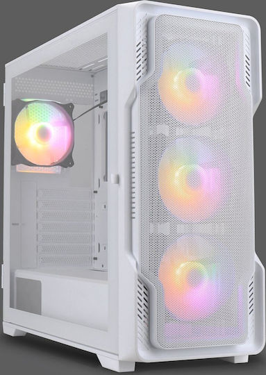 Nanoxia DS-9 ARGB TG-Mesh Airflow Gaming Midi-Turm Computergehäuse mit Seitenfenster Weiß